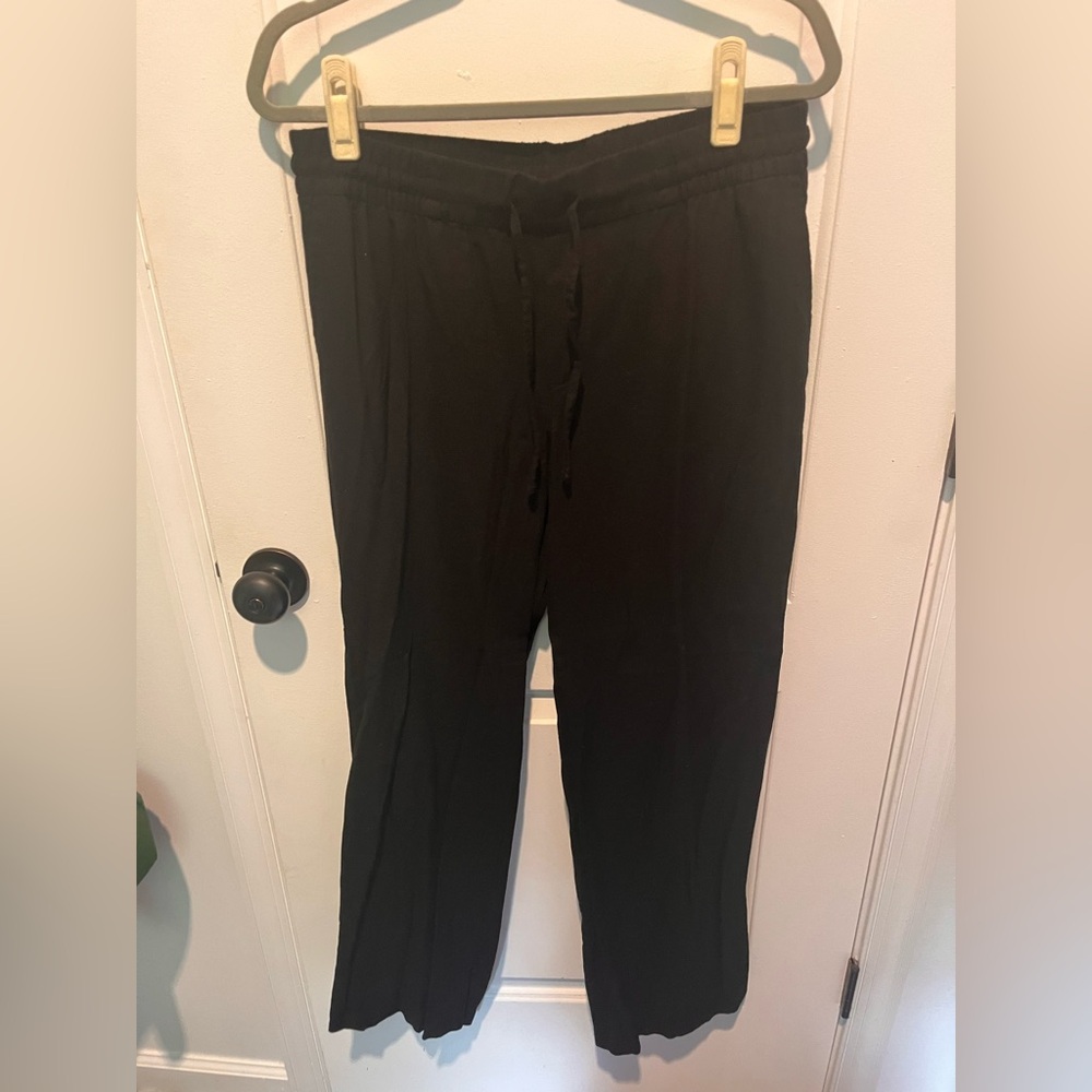 Old Navy Women's Black Linen Wide-Leg Pants